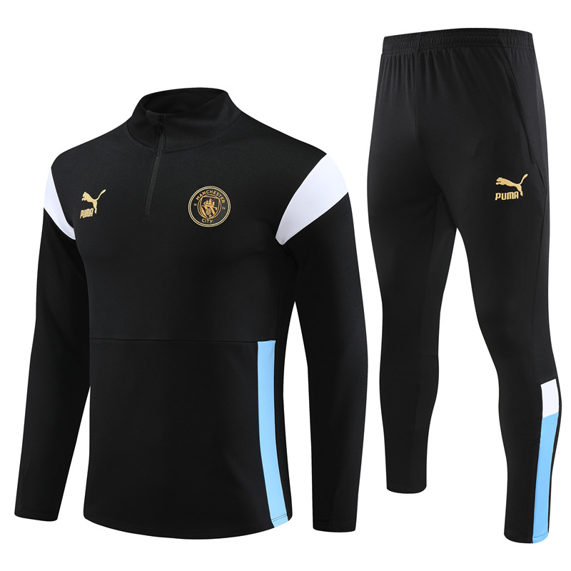 Manchester City 23-24 Kids Long Sleeve Training Set Black